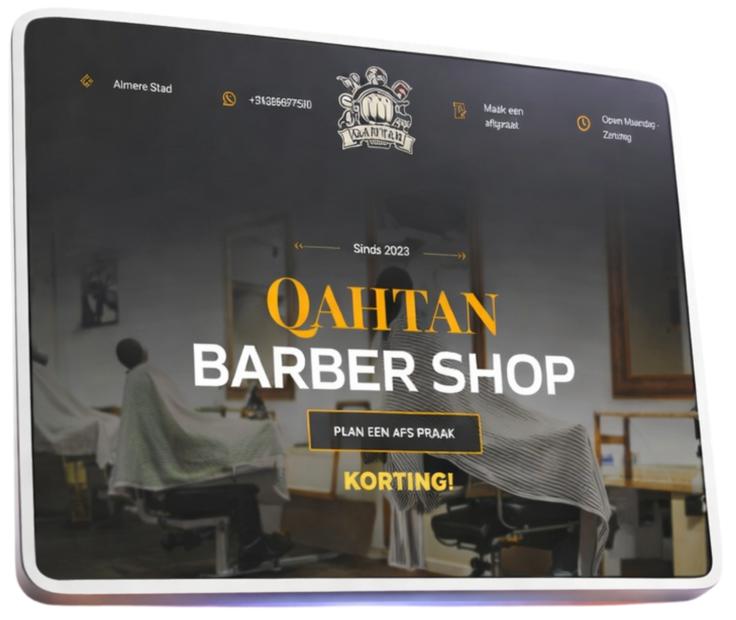 Barber Almere Qahtan website mockup