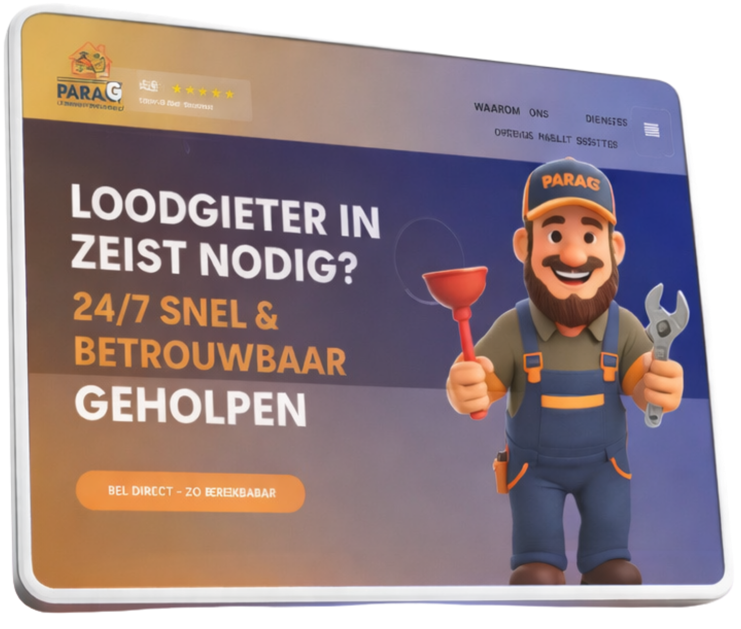 Loodgieter Zeist Paraat website mockup