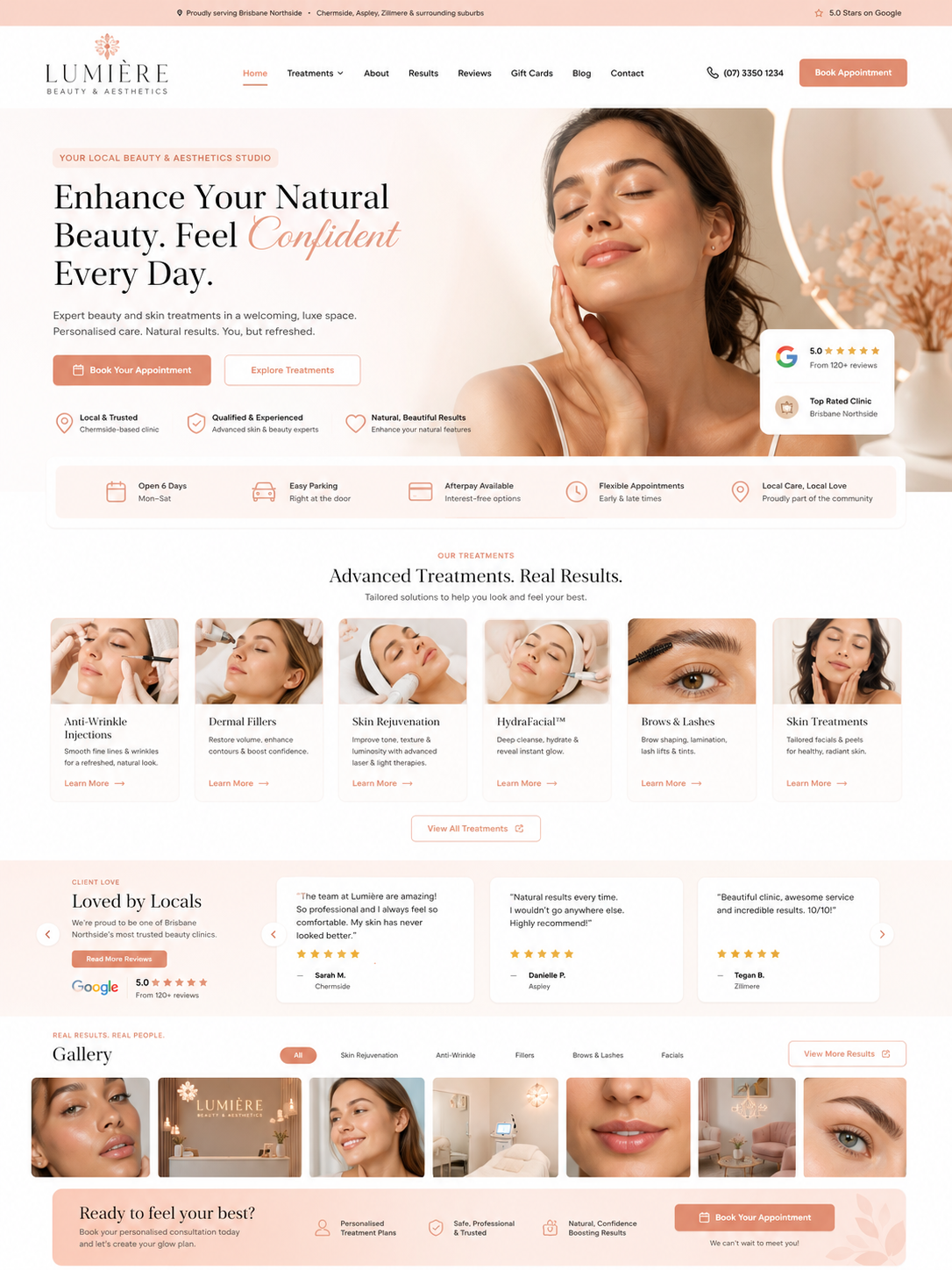 Beauty clinic website design mockup