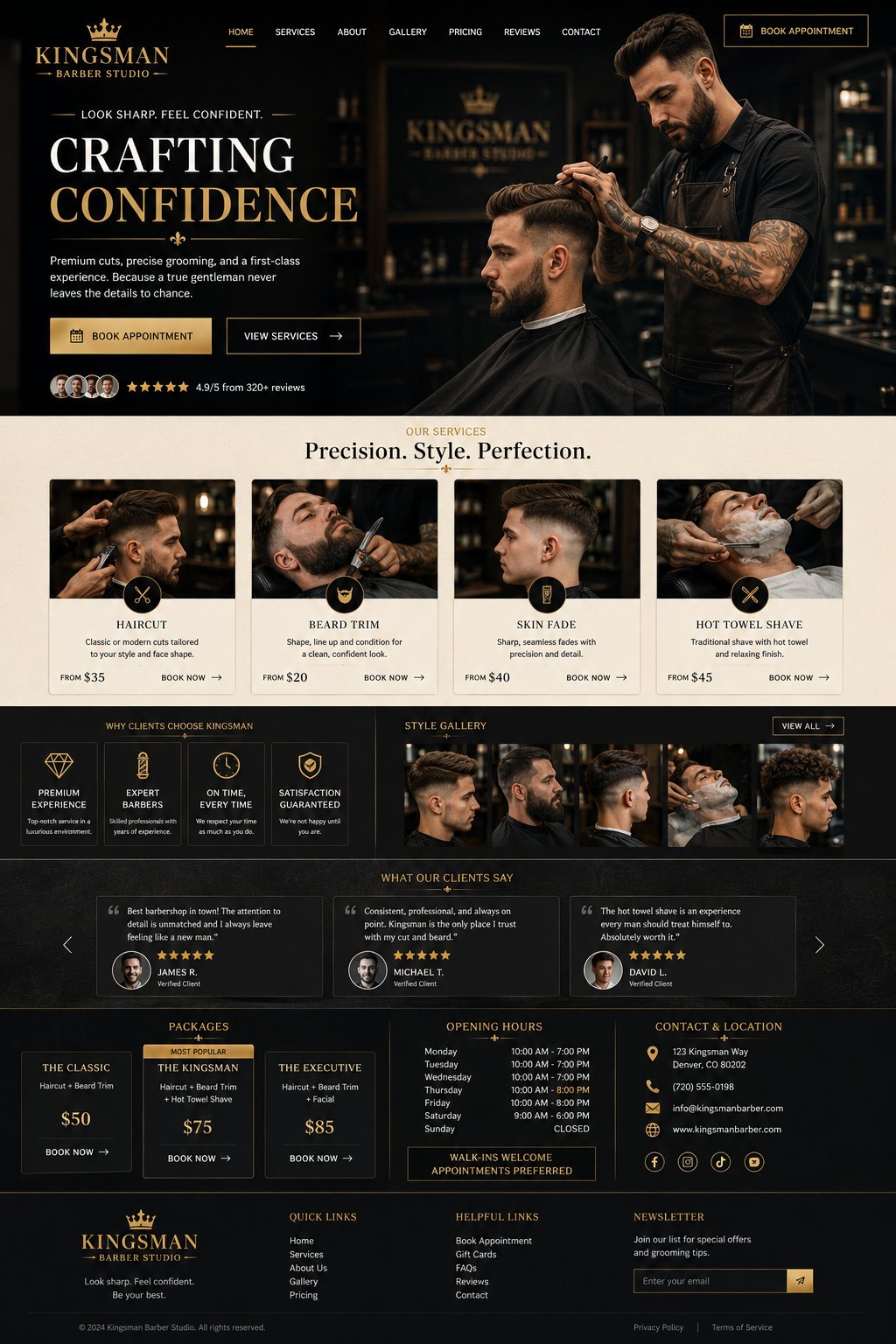 Barber website design mockup