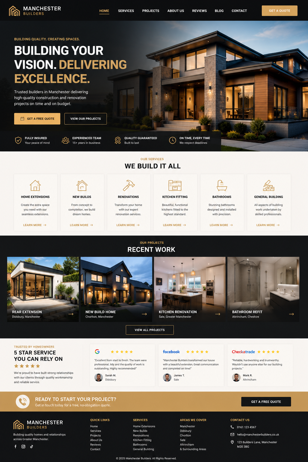 Builder website design mockup