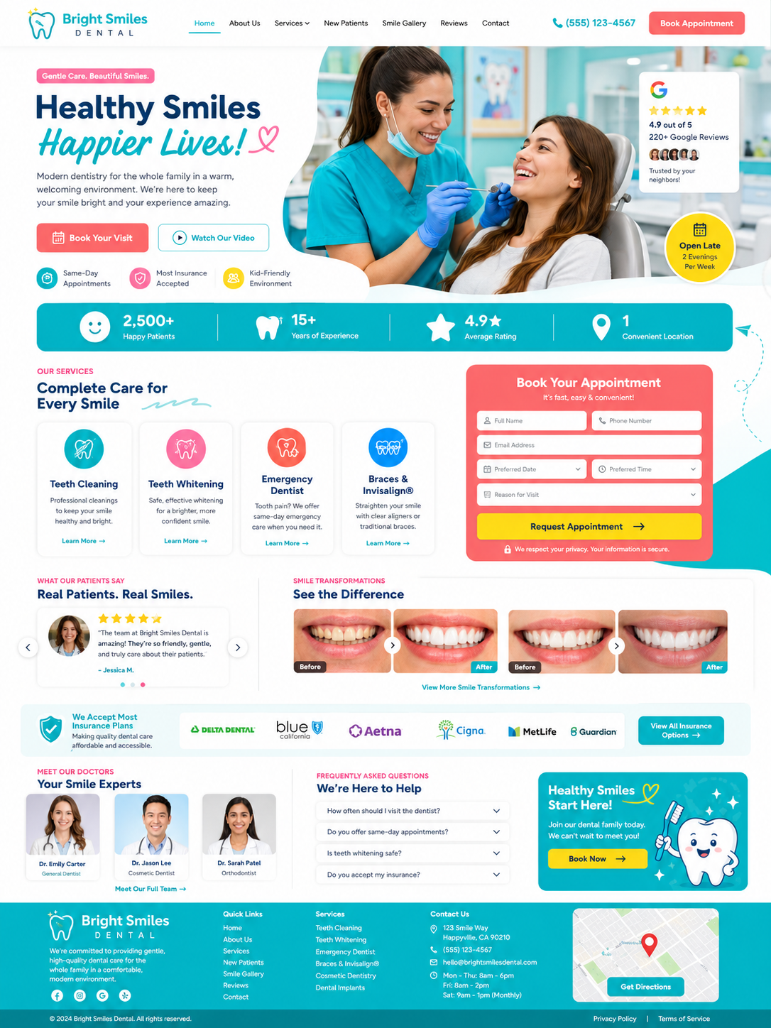 Dentist website design mockup