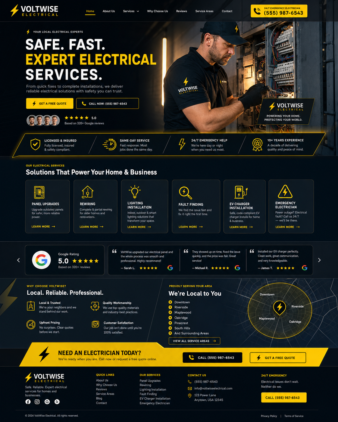Electrician website design mockup