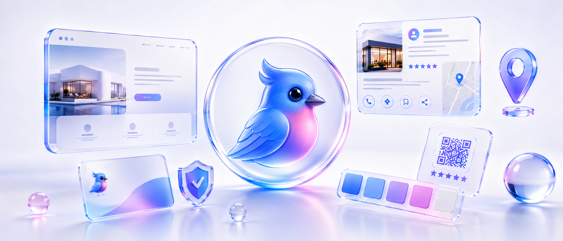 Locally Smarter glassmorphism local brand ecosystem visual
