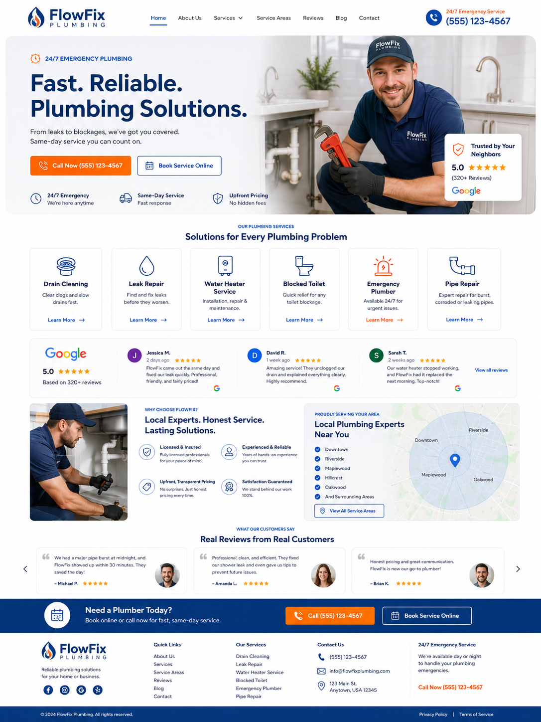 Plumbing website design mockup